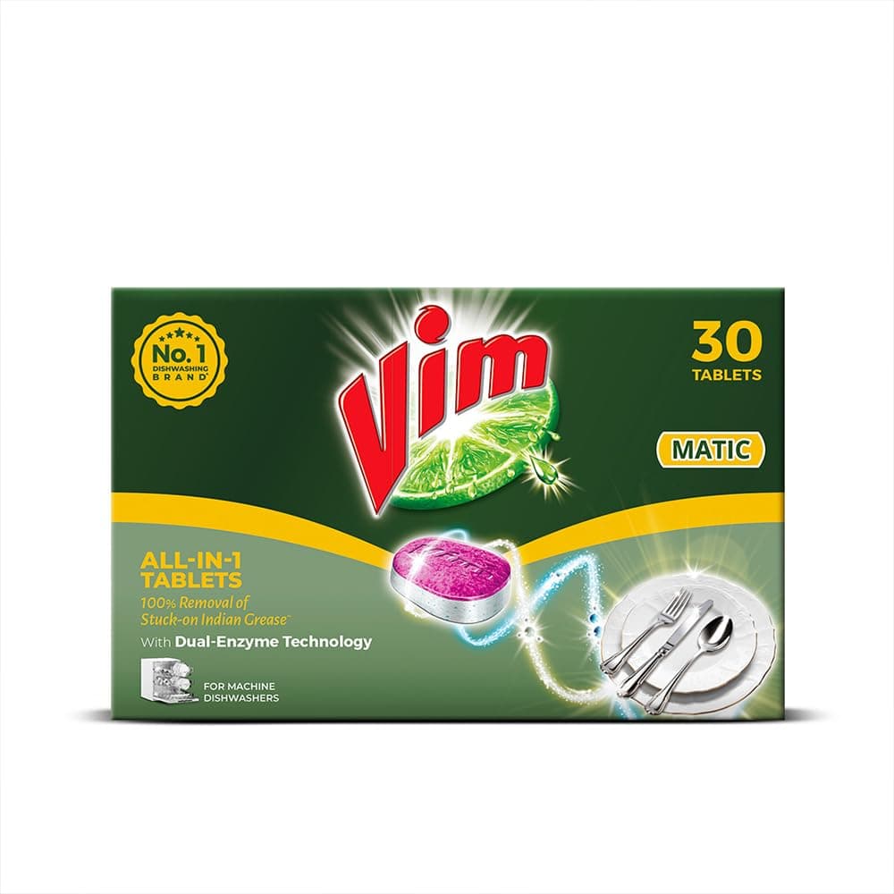 Vim Matic Dishwash All In One Tablets, 30 Tablets
