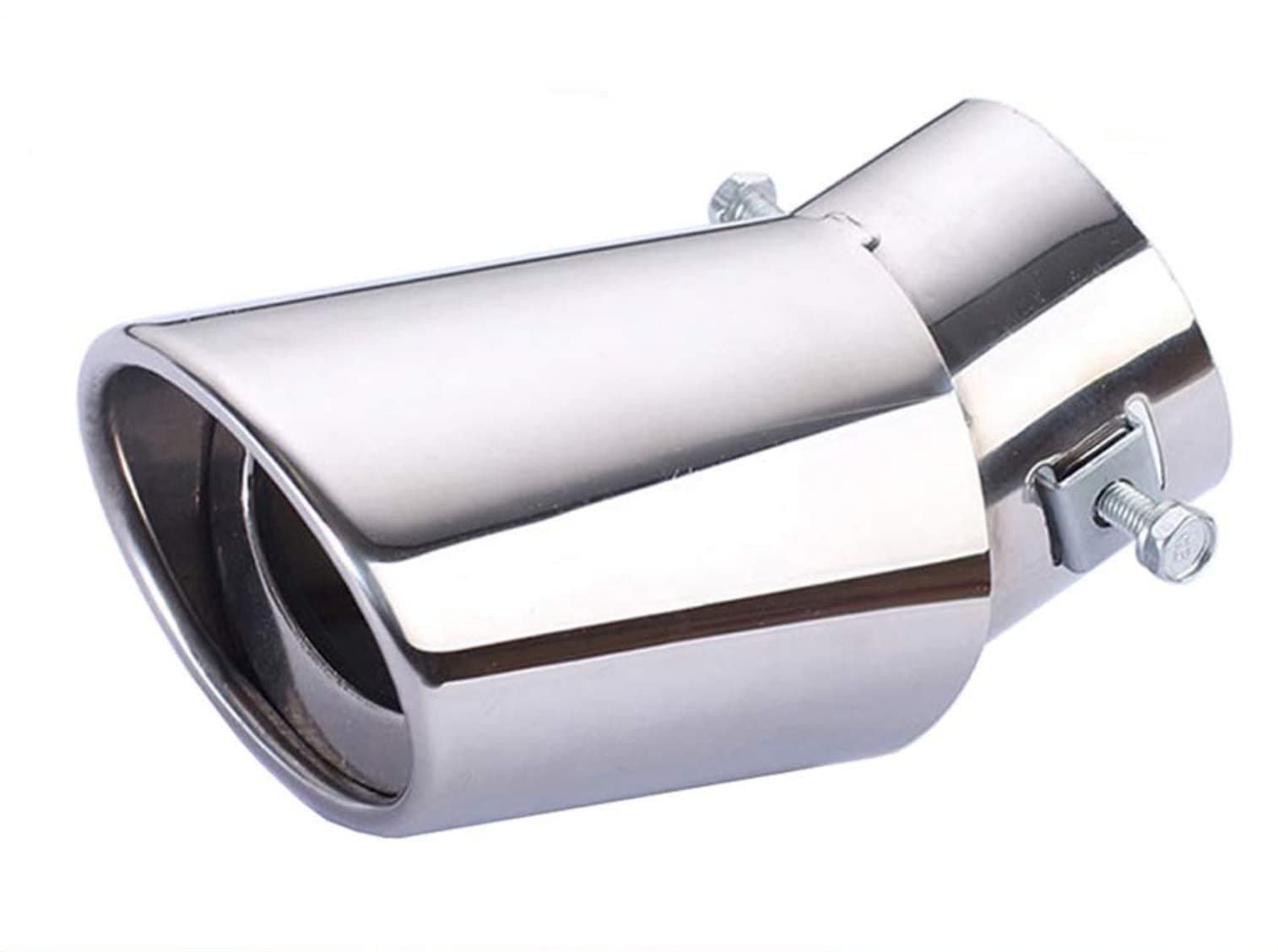Automaze Universal Fit Car Exhaust Tail Muffler Tip Show Pipe 60mm, Curved Oval, Stainless Steel