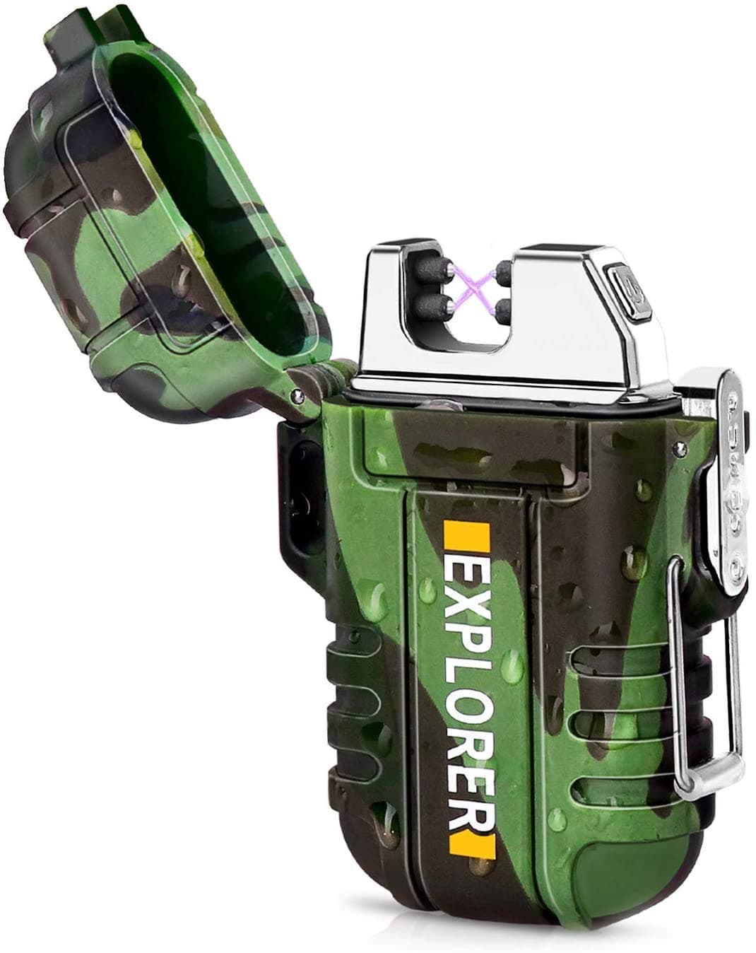 EzLife Waterproof Flameless Electric Lighter-Dual Arc Plasma Beam Lighter-USB Rechargeable-Windproof-No Butane-Ideal Lighter
