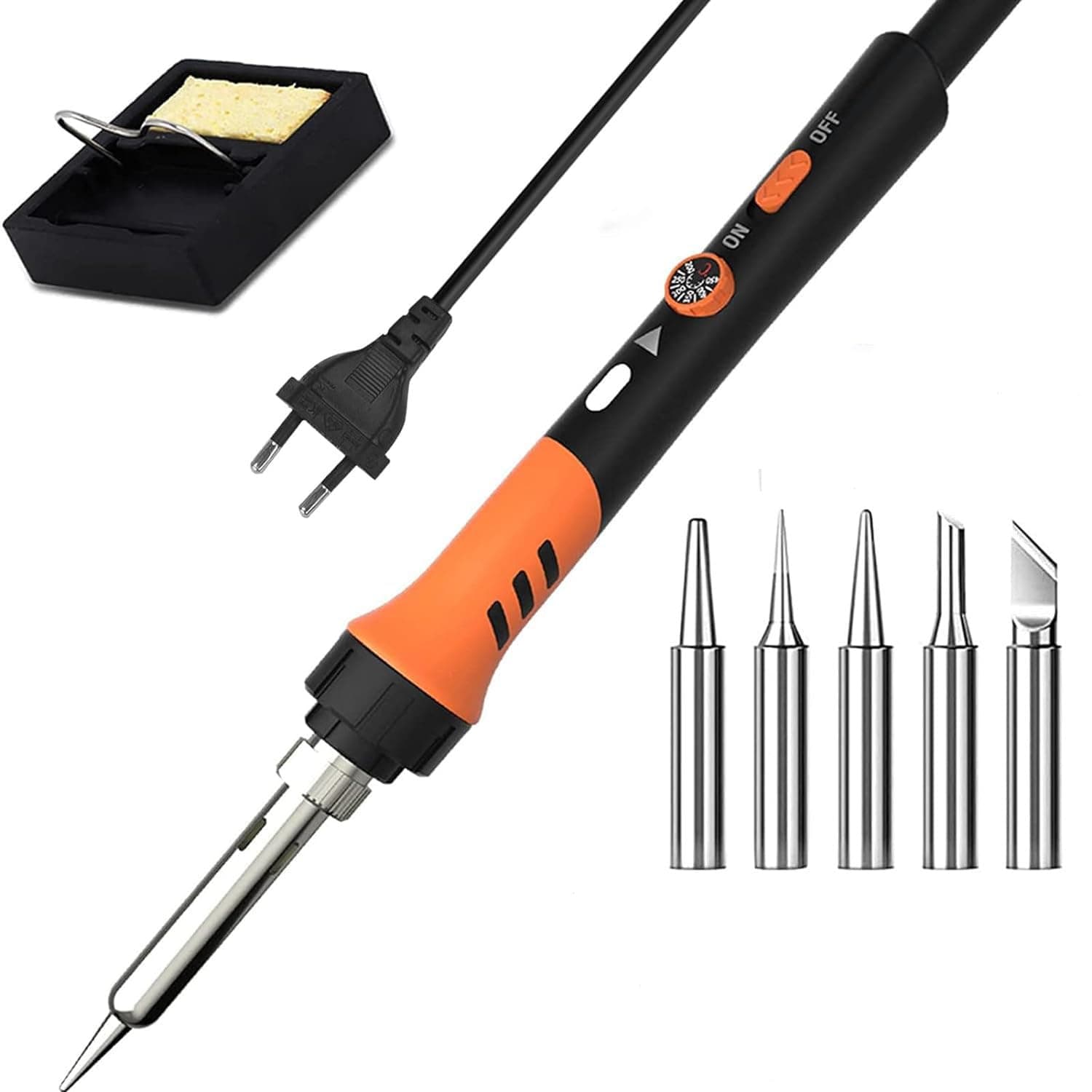 Serplex 60W Soldering Iron Kit With 5 Tips, Quick Heat 200-450C Adjustable Temperature Soldering Gun With On/Off Switch, Electric Soldering Kit Set Fo...