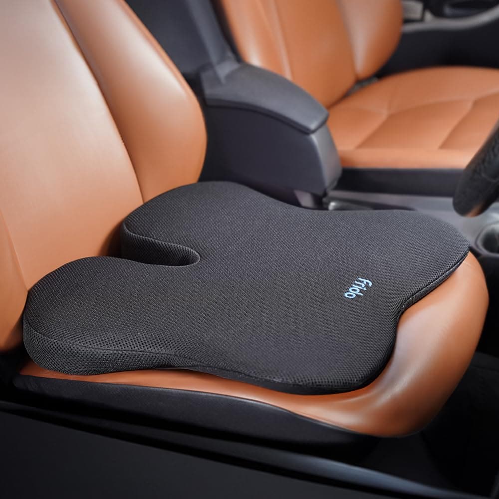 Frido Ultimate Car Wedge Seat Cushion | Memory Foam Cushion with Coccyx Tailbone Cutout | Relieves Hip Pain & Tailbone Pain, Lower Back Pain | Weight ...