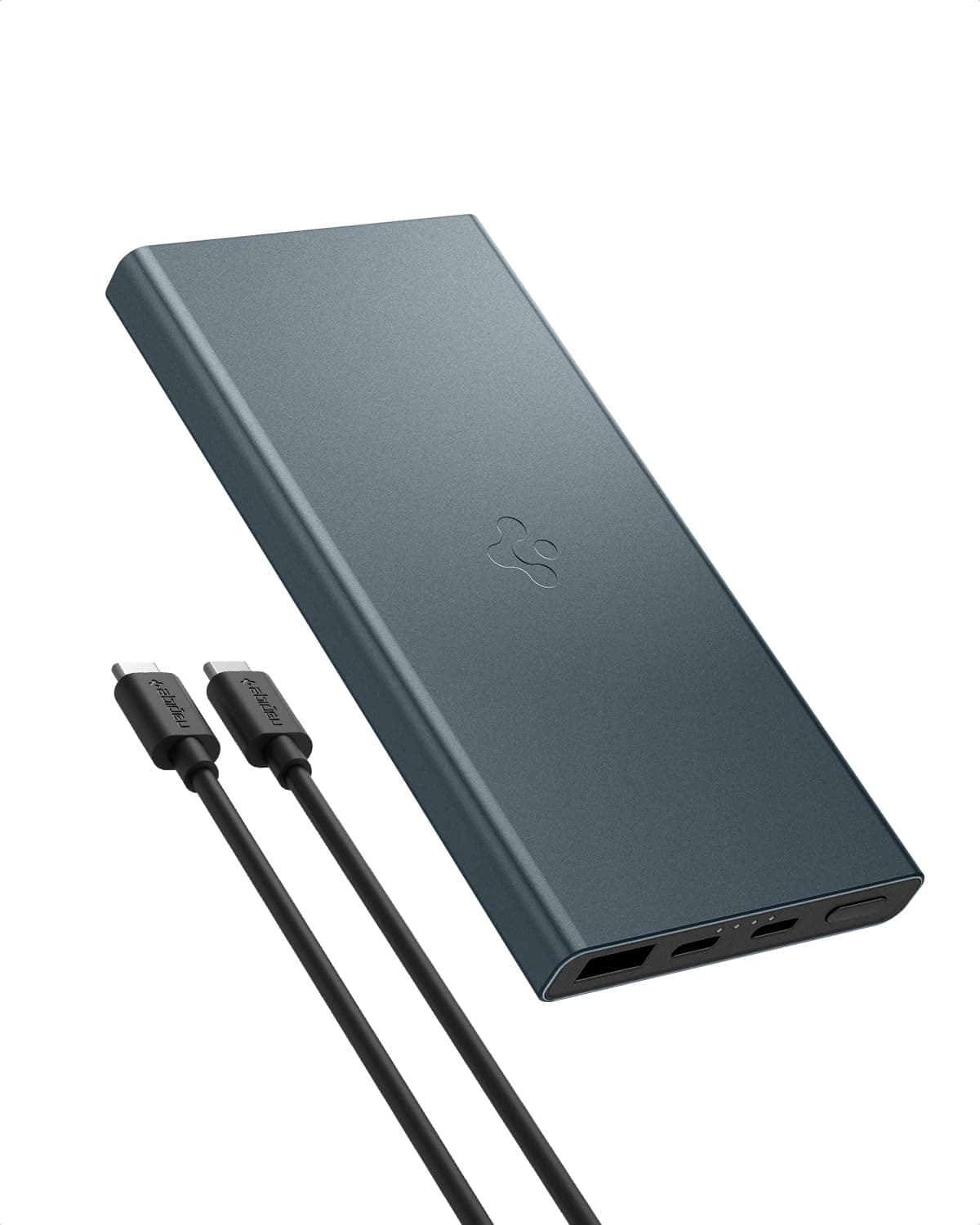 Spigen 10,000mAh, 22.5W Fast Charging Durable Alloy Power Bank with PD3.0 20W for 2 USB-C Ports, QC3.0 22.5W for USB-A Port - Navy Blue