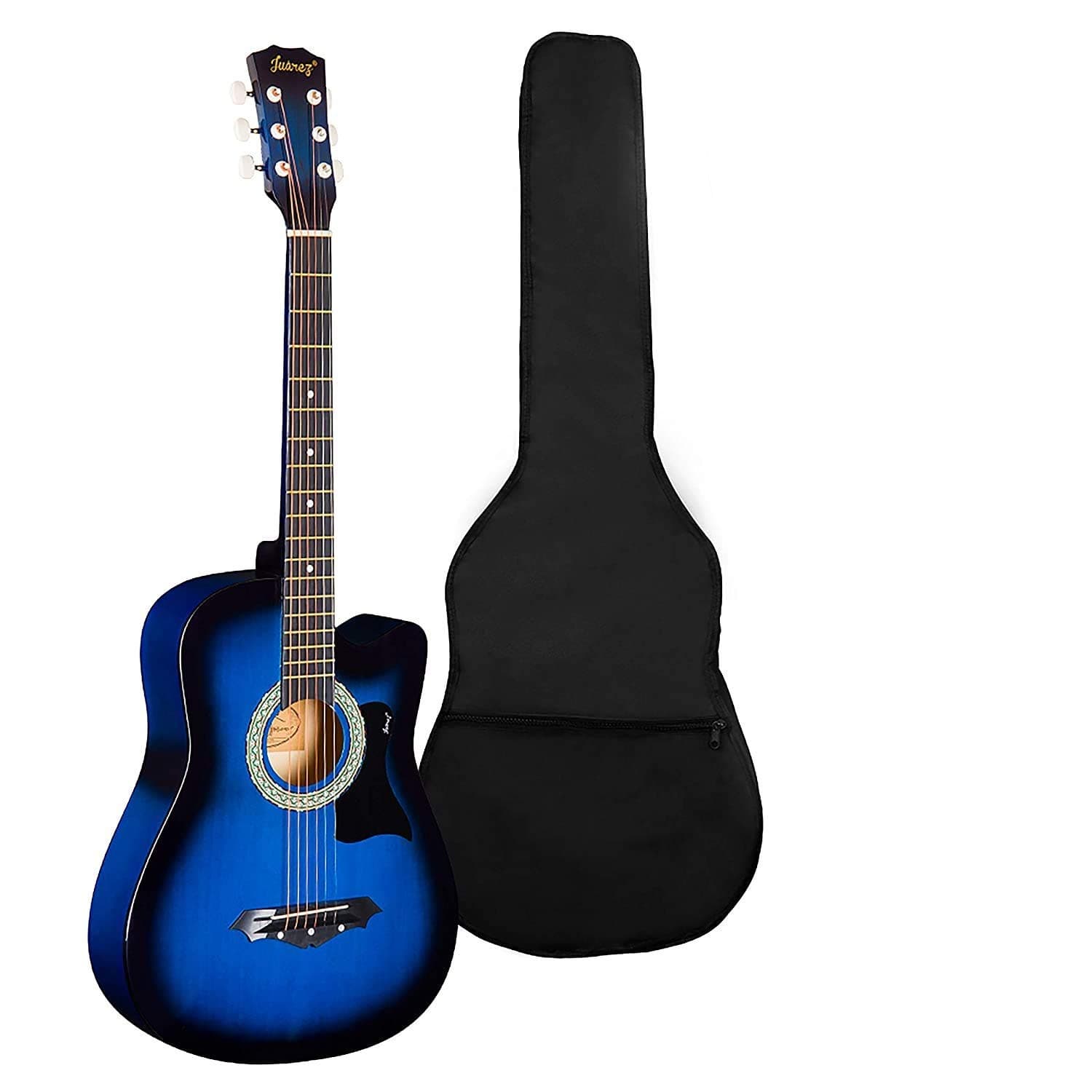 JUAREZ 96.52 cm (38 Inch) Acoustic Guitar with Dual Action Truss Rod, Bag, Picks, Allen Key, Extra String Set, TBLS Blue Sunburst