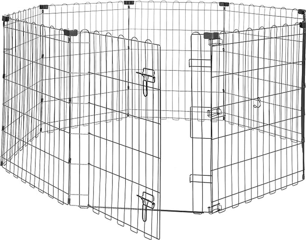 AmazonBasics Foldable Metal Pet Dog Exercise Fence Pen With Gate - 60 x 60 x 30 Inches