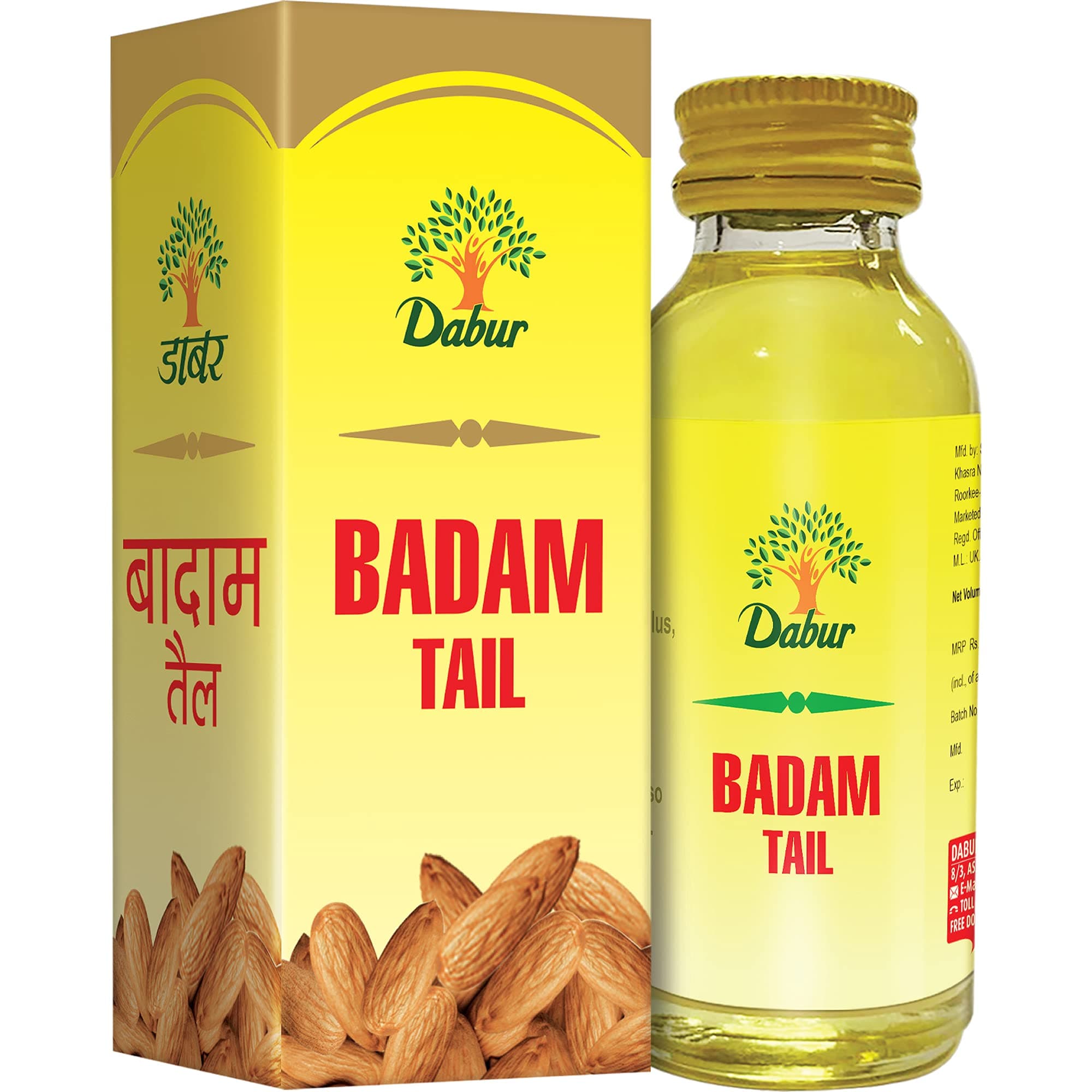 Dabur Badam Tail : Sweet Almond Oil | Rich in Vitamin -E for Healthy Skin , Hair and Body - 100ml