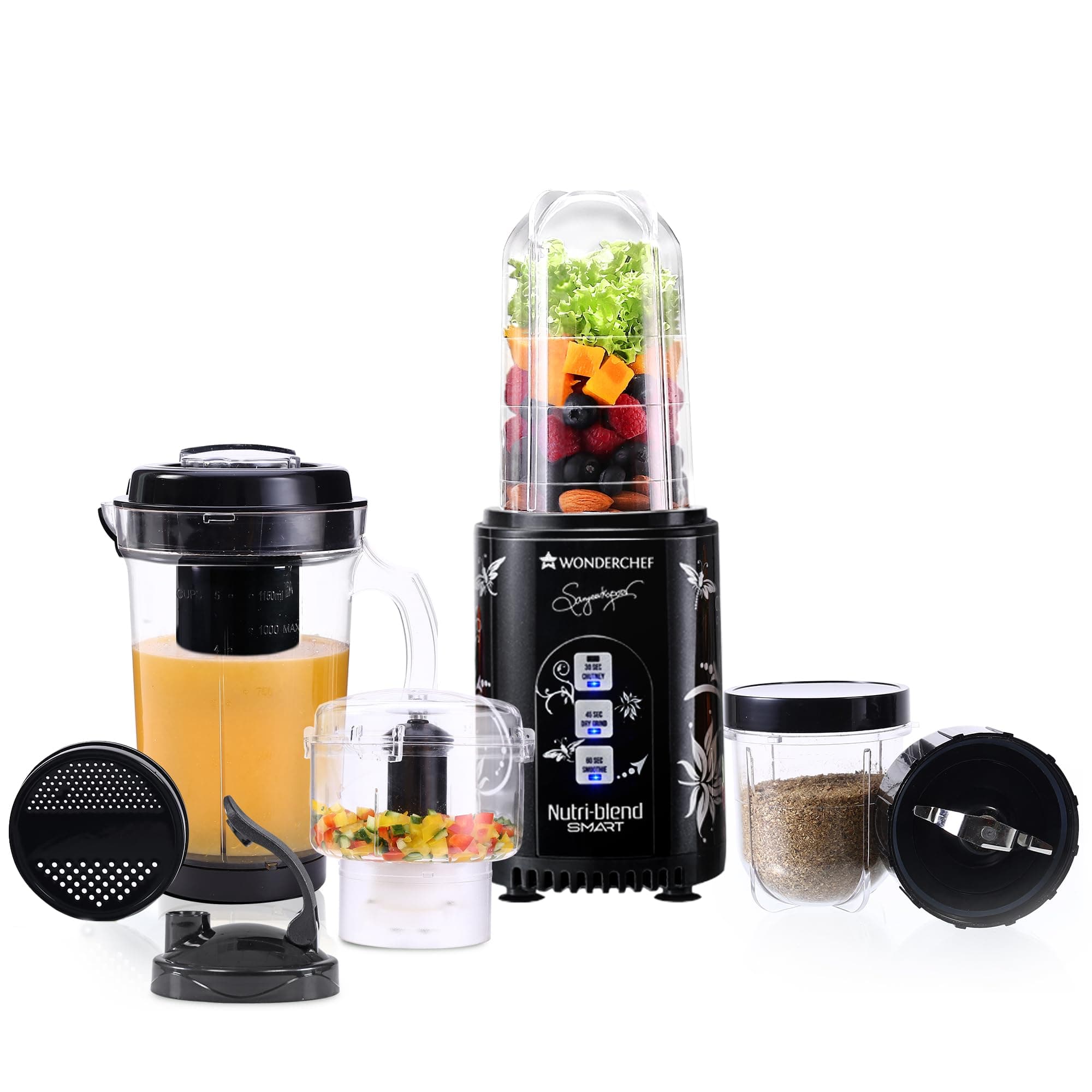 Wonderchef Nutri Blend Smart CKM Automatic Mixer Grinder with Dual Pulse Function|22000 RPM|100% Full Copper Motor|4 Unbreakable Jars|500 W|2 Years Wa...