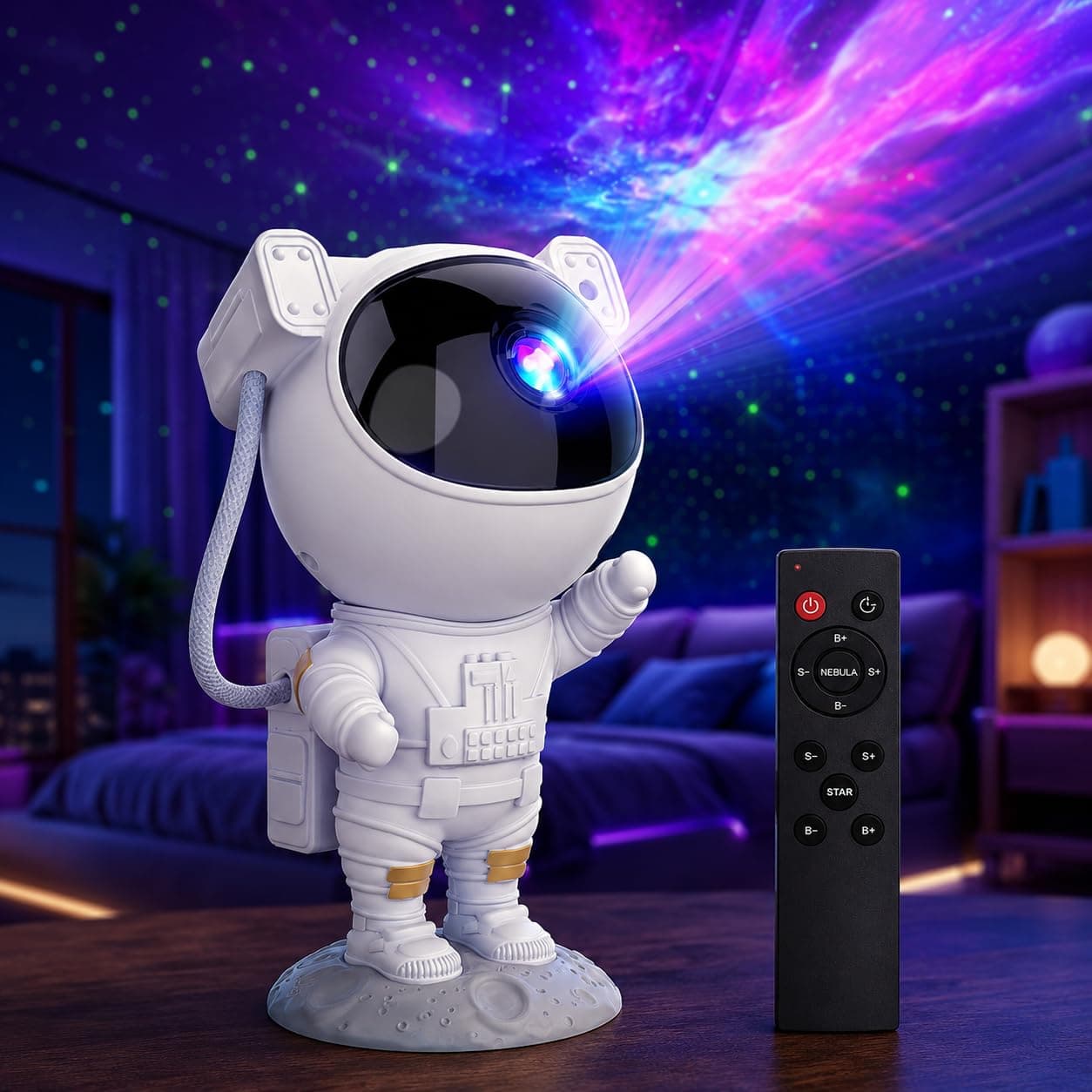 The Bright Storey  Star Projector Galaxy Night Light Astronaut Space Projector Starry Nebula Ceiling LED Lamp with Timer & Remote, Kids Room Decor Aes...