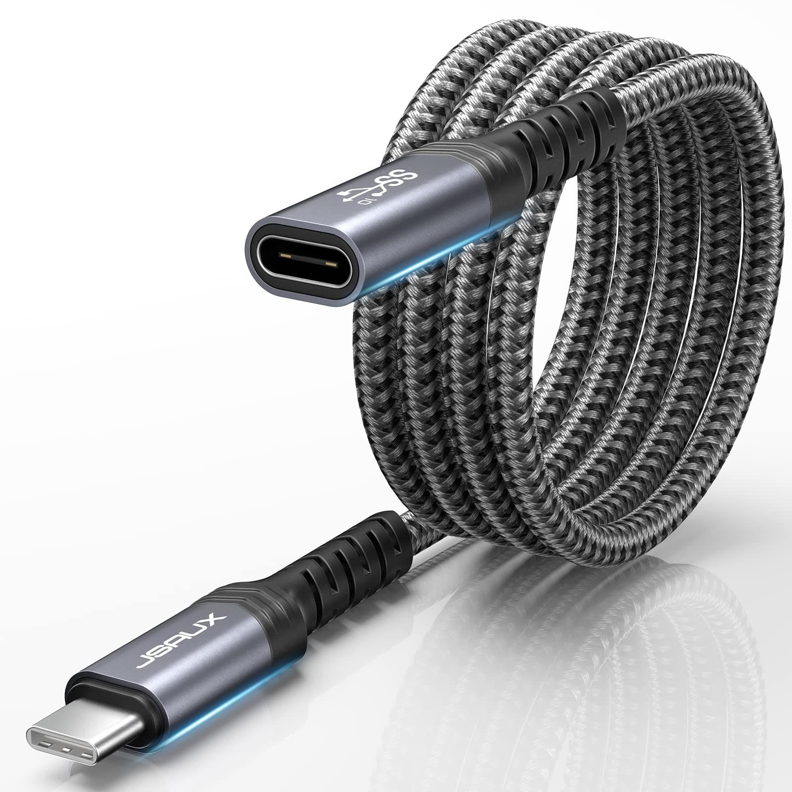JSAUX USB C Extension Cable 1M/3.3FT, USB C 3.2 Extender Cord Male to Female Support PD 100W/5A Fast Charging, 10Gbps Sync Transfer Compatible with St...