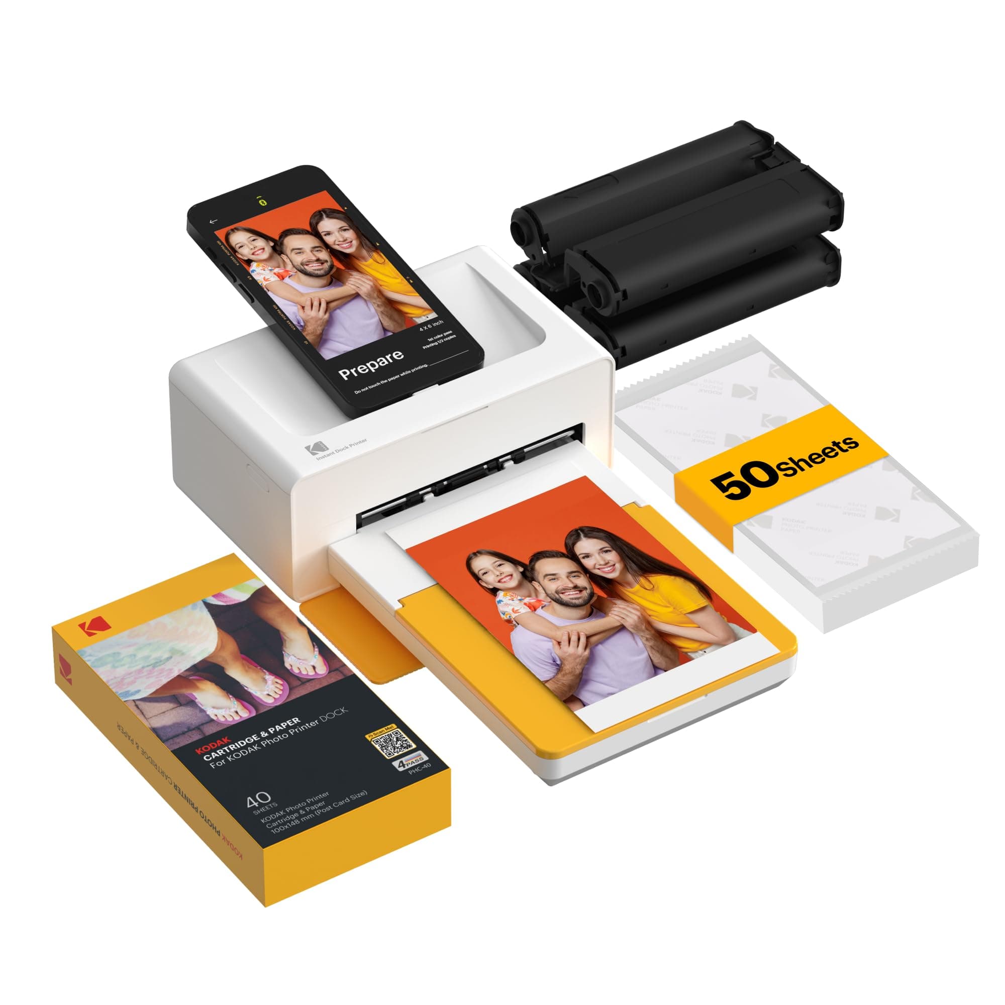 KODAK Dock Plus Instant Photo Printer Bluetooth Portable Photo Printer Full Color Printing Mobile App Compatible with iOS and Android Convenient and Practical - 80 Sheet Bundle