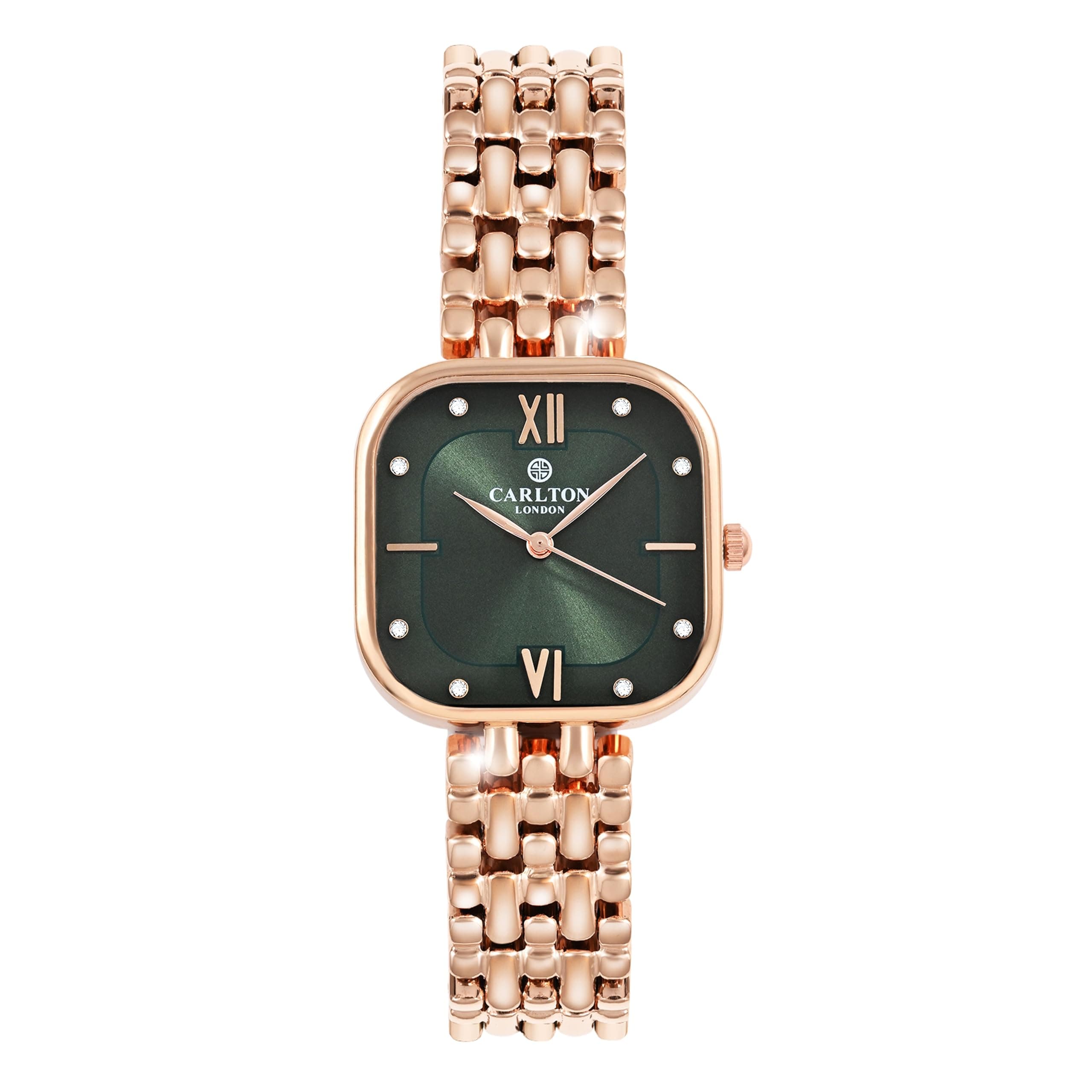 Carlton London Women Stainless Steel Analog Watch | Gold-Green Waterproof Watches for Women Girls Ladies | Fashionable Trendy Quartz Movement Wrist Wa...