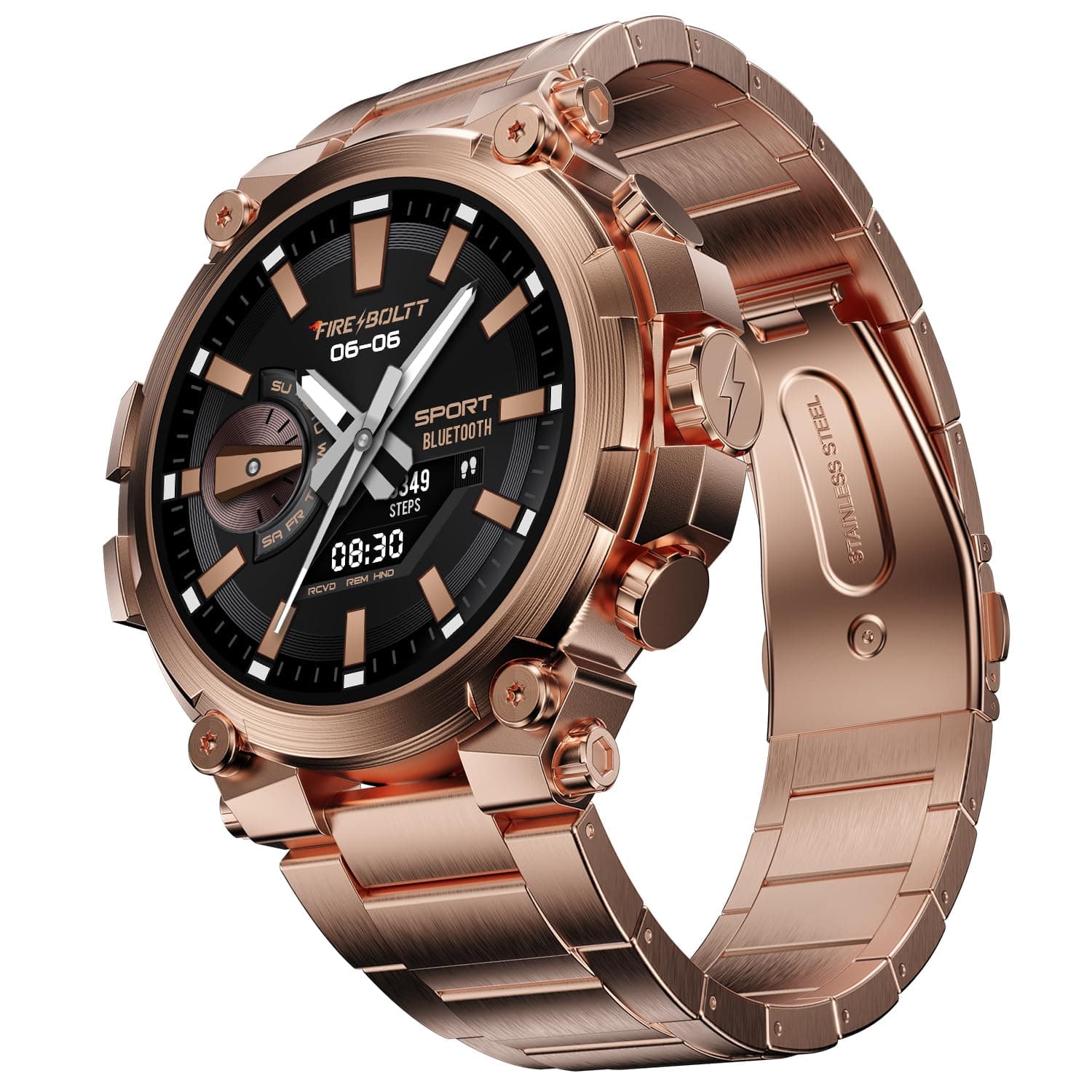 Fire-Boltt Dominian 36.3mm (1.43 inch) AMOLED Display, Stainless Steel Design, 466 * 466 px Resolution, Bluetooth Calling, Multiple Sports Modes, Heal...