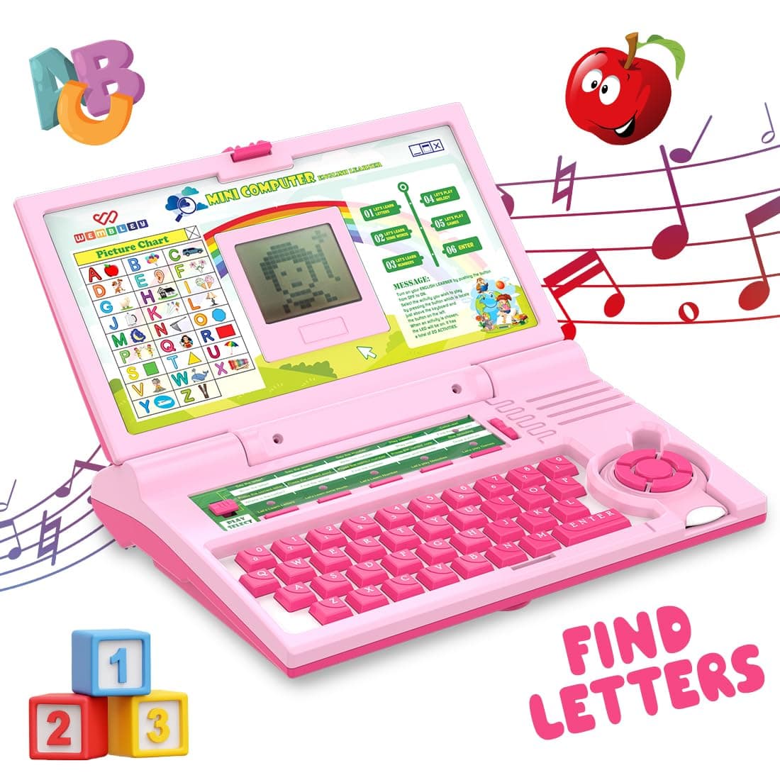 Wembley Kids Laptop Computer Toy for Kids 3 4 5 Years Activity Electronics Alphabet & Number Learning with Games & Music for Kids Learning Educational...