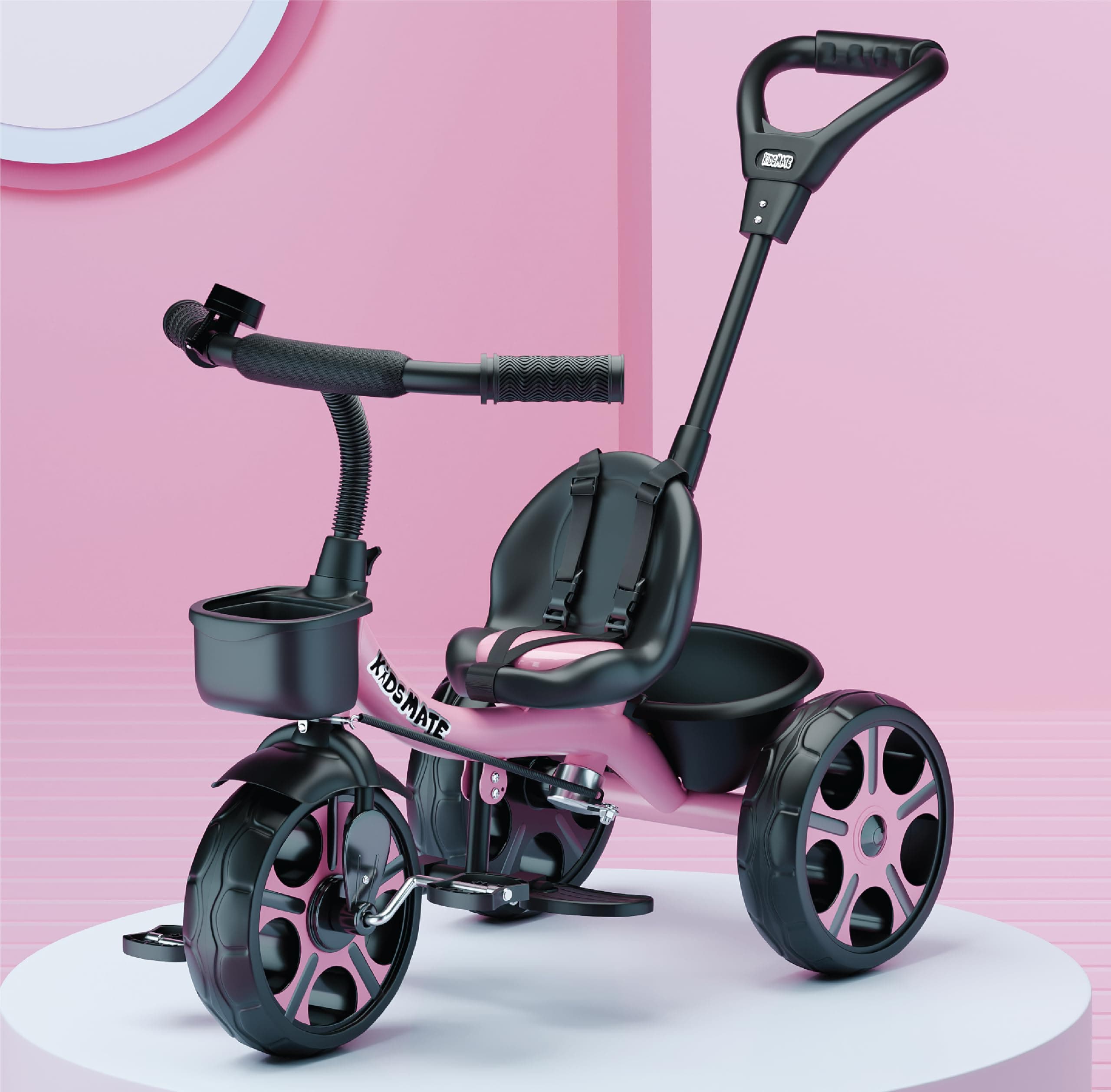 Kidsmate Junior Plug N Play Kids/Baby Tricycle with Parental Control, Storage Basket, Cushion Seat and Seat Belt for 12 Months to 48 Months Boys/Girls...