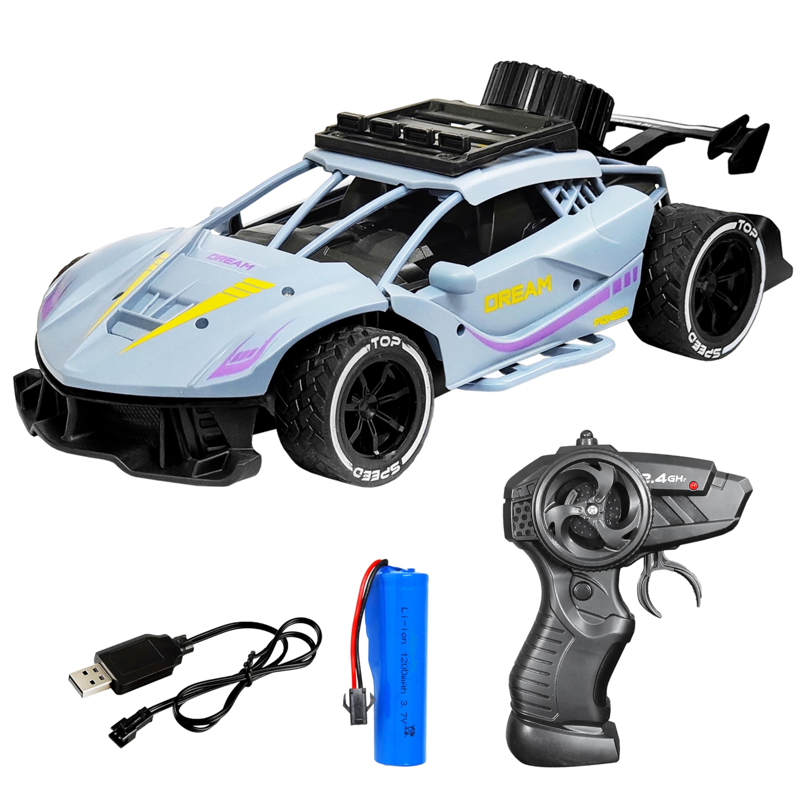 VGRASSP 1:16 Scale RC Toy Car with Long Range 2.4 Ghz Joystick Remote Control - High Speed Durable Sports Vehicle with Rechargeable Battery - Ideal fo...