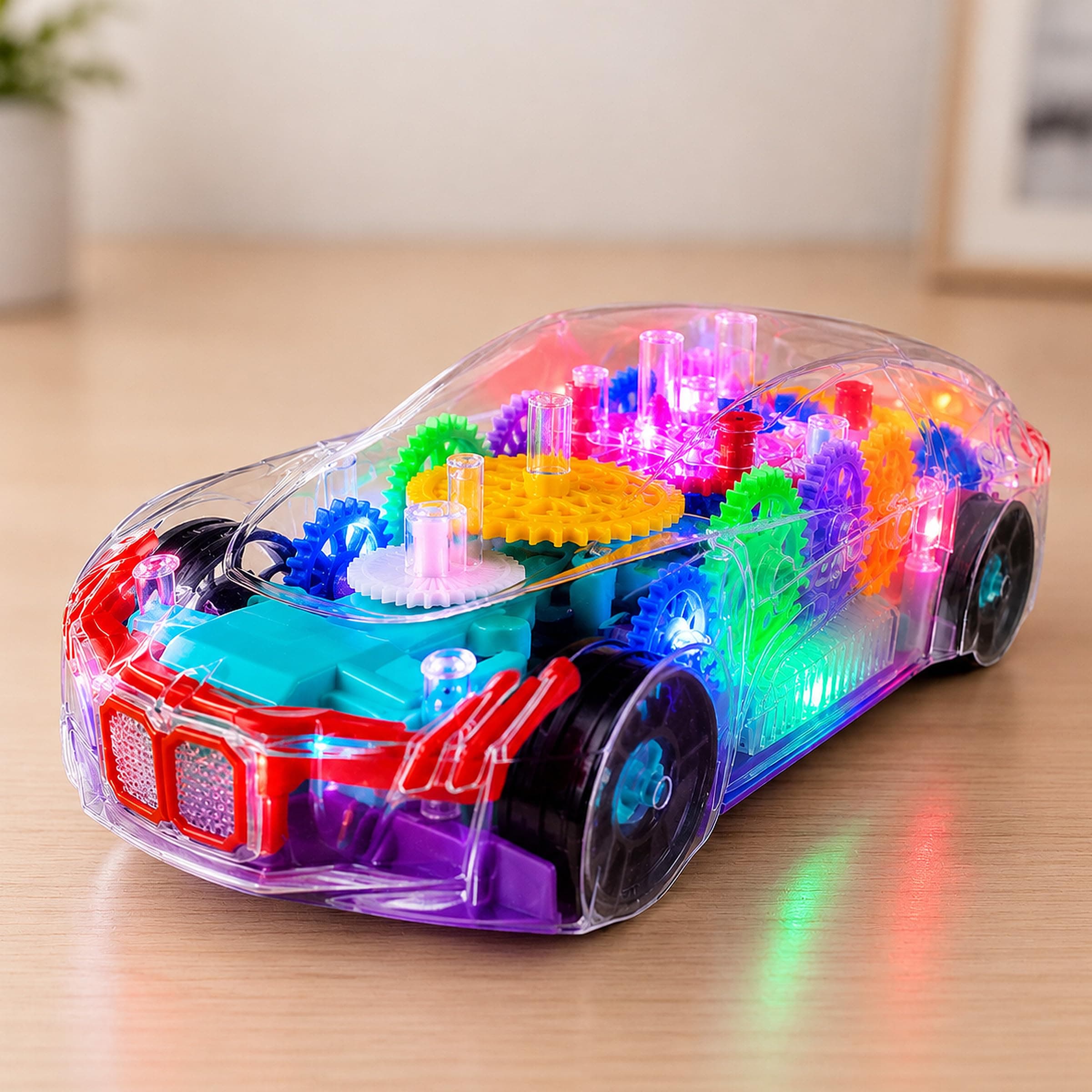 Toyshine Concept Musical and 3D Lights Kids Transparent Car, Toy for 2-5 Year Kids Baby Toy (Battery Included)