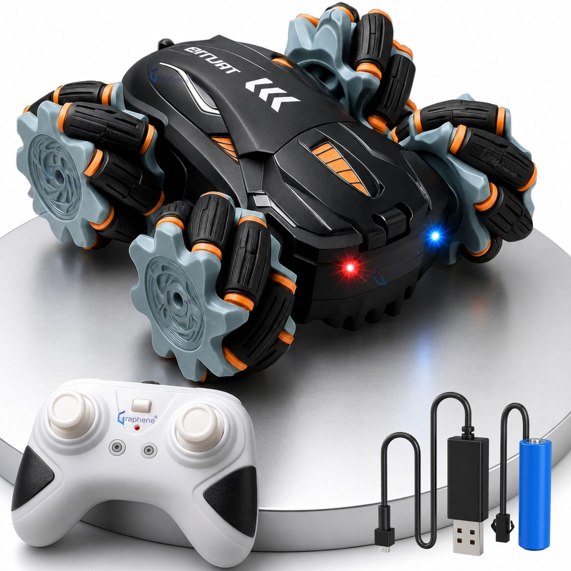 GRAPHENE 4X4 Remote Control Drift Stunt Car 4WD Racing Fall Resistant RC Car 360 Rotating Dual Sided Climbing High-Speed Tumbling Cross-Country Battle...