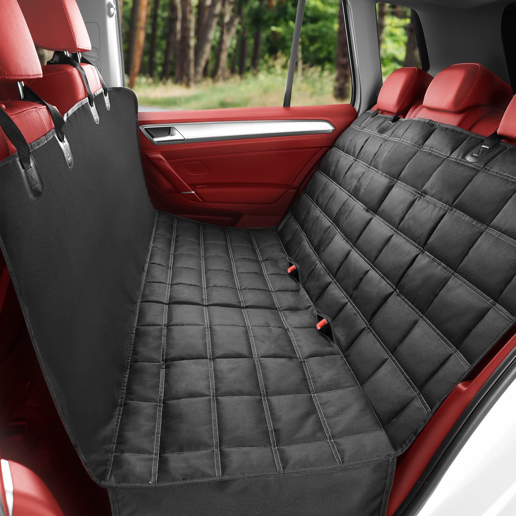 Anowlo 4-in-1Dog Car Seat Cover for Back Seat, 100% Waterproof Dog Car Seat Cover, Scratchproof&Nonslip Car Hammock for Dogs, Dog Seat Cover for Car, ...