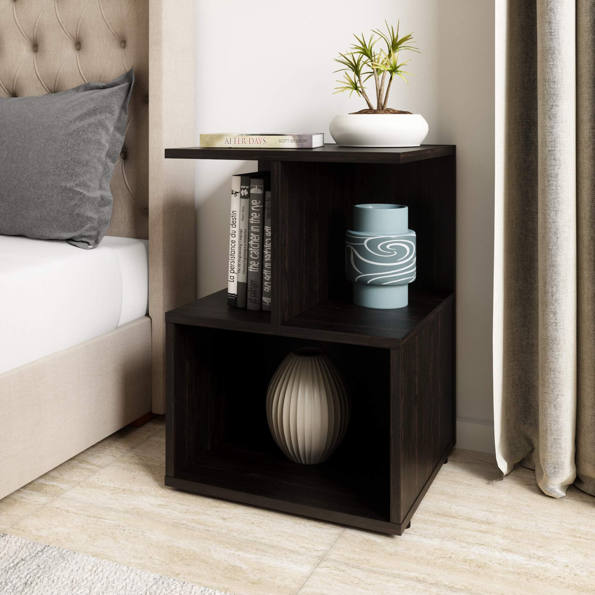 Amazon Brand - Solimo Uno Engineered Wood Bedside Table (Wenge Finish)