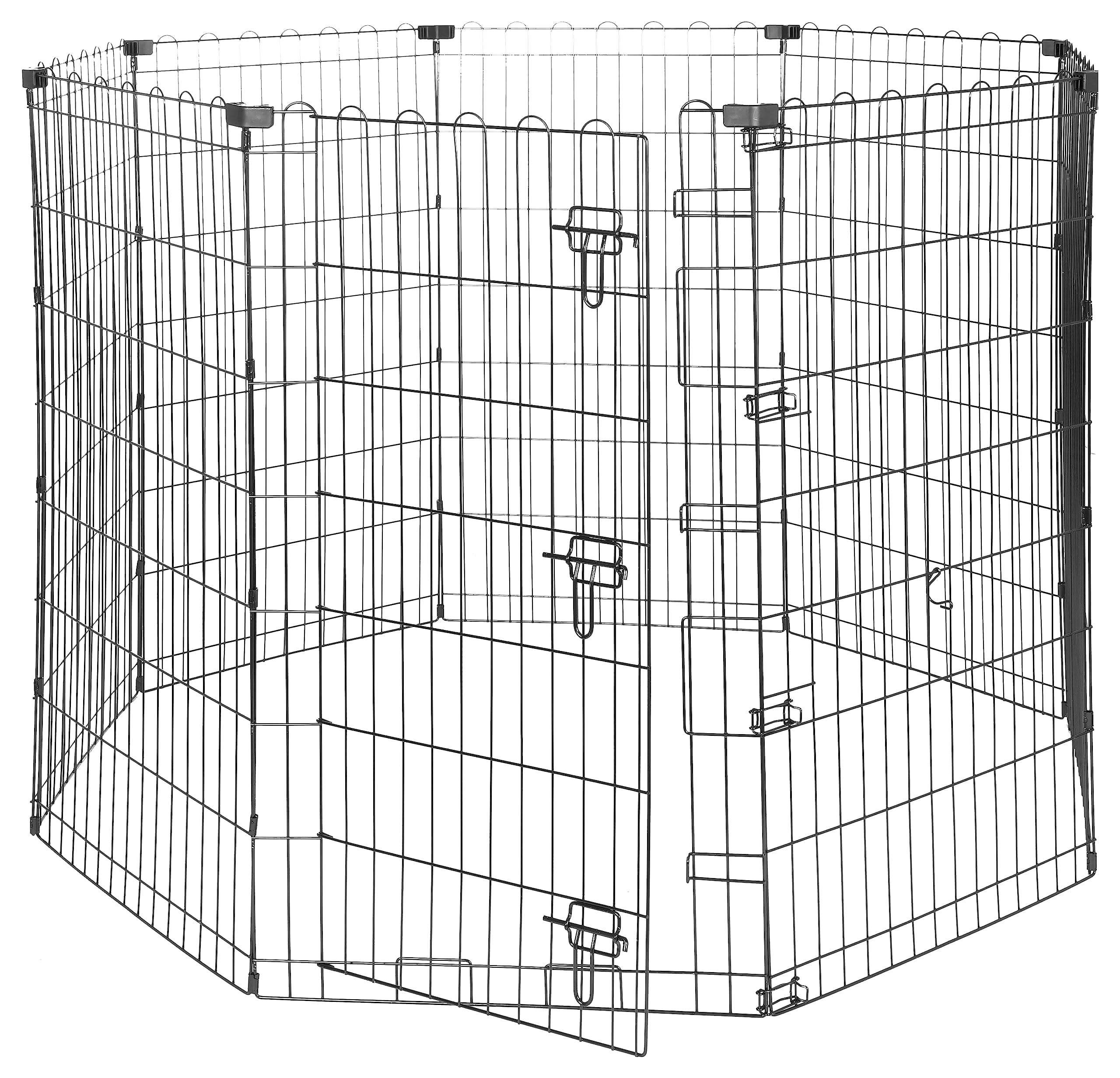 AmazonBasics Foldable Metal Pet Dog Exercise Fence Pen With Gate - 60 x 60 x 42 Inches