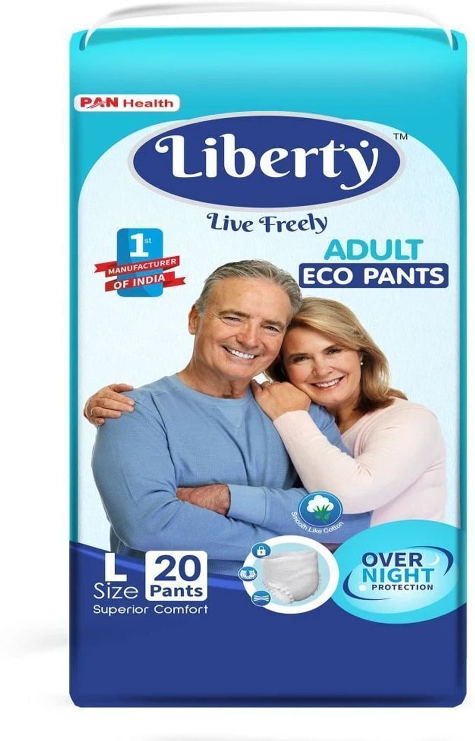 Liberty Eco Adult diaper pants, Large 20 pcs (75-100 Cms || 30-39 inches) Adult Diapers - L  (20 Pieces)