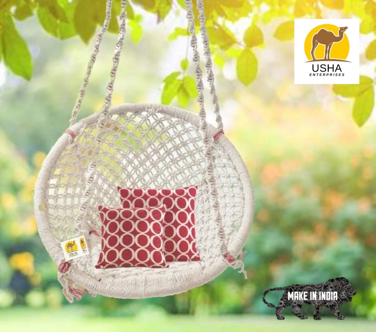 Swingzy Cotton Netted Rope Hanging Swing Chair for Adults & Kids/Swing for Balcony/ Outdoor Swing Chair/Hammock Swing for Hom