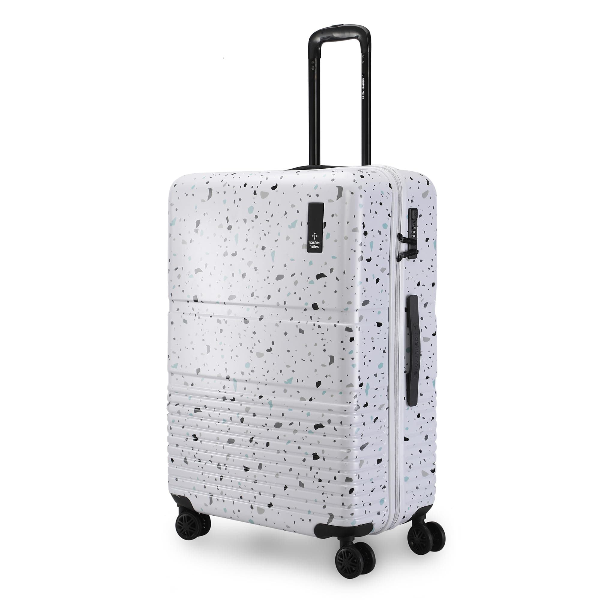 Nasher Miles Venice Hard-Sided Polycarbonate Check-in Luggage Terrazzo Printed Black 28 inch |75cm Trolley Bag