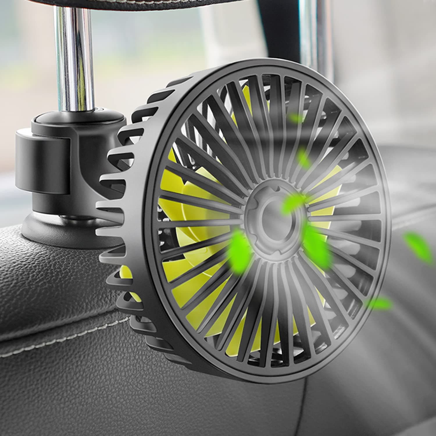 Car Fan for Backseat, USB Powered Car Rear Seat Headrest Fan, 3 Speeds and 360 Degree Rotatable Cooling Fan, Powerful Air Circulation Fan for Sedan, S...